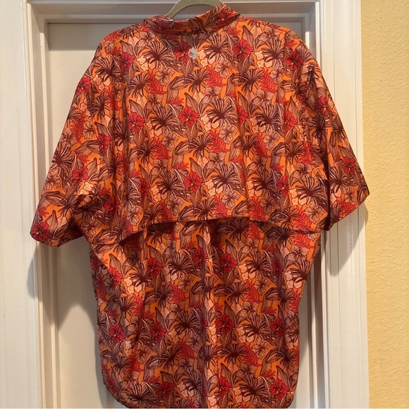 OCEAN COAST XXL MENS HAWAIIAN SHIRT ORANGE CORAL BUTTON DOWN SS POCKET - Picture 9 of 16